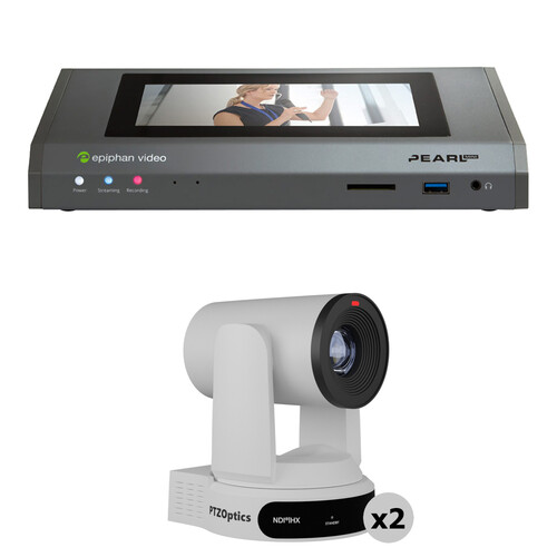 Epiphan Pearl Mini Live 1080p Switcher Kit with 2 x PTZOptics Move UHD 4K 30x Cameras (White)