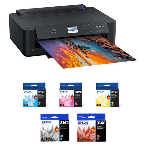 Epson Expression Photo HD XP-15000 Inkjet Printer with T312XL Black and Color Claria Photo Ink Cartridges Kit