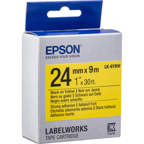 Epson LabelWorks Strong Adhesive LK Tape Black on Yellow LK-6YBW