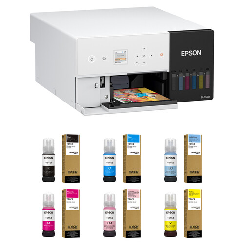 Epson SureLab D570 Professional Minilab Photo Printer with T54C Ink Bottles Kit