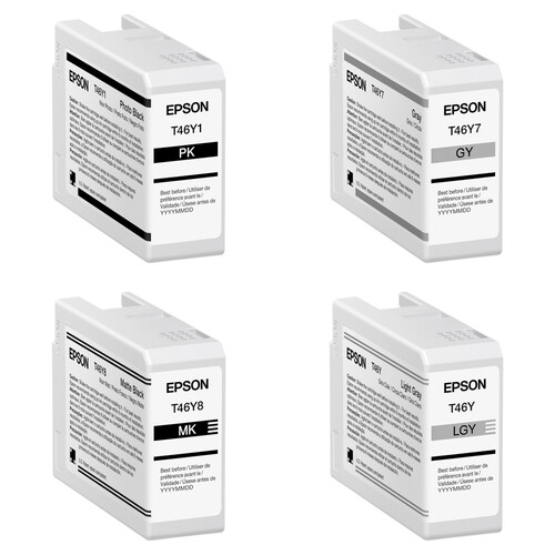 Epson T46Y UltraChrome PRO10 Black and Gray Ink Cartridge Bundle