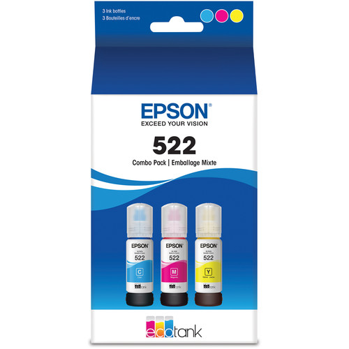 Epson T522 Multi-Color Ink Bottle Pack (Cyan, Magenta, Yellow)