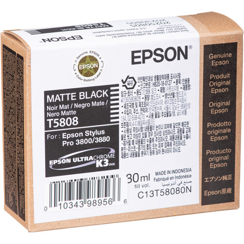 Epson UltraChrome K3 Matte Black Ink Cartridge (80mL) T58080N