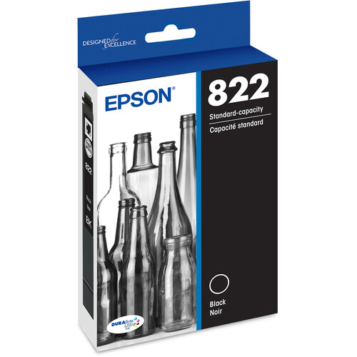 Epson T822 Black Standard Capacity Ink Cartridge with Sensormatic