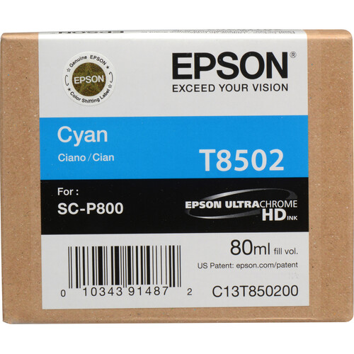 Epson T850200 UltraChrome HD Cyan Ink Cartridge (80 ml)