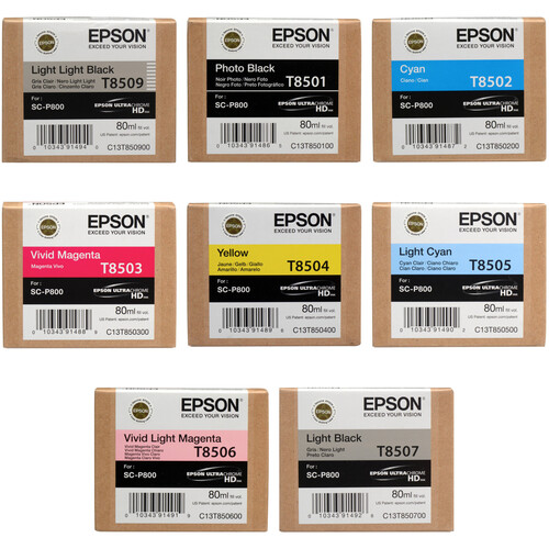 Epson T850 UltraChrome HD 8-Ink Cartridge Set with Photo Black