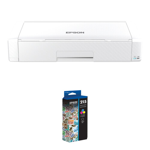 Epson WorkForce EC-C110 Wireless Mobile Color Printer with T215 DuraBrite Ultra Standard Capacity Black and Color Ink Cartridge Combo Pack Kit