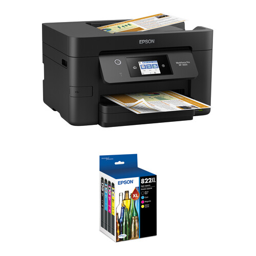 Epson WorkForce Pro WF-3820 All-in-One Inkjet Printer with DURABrite T822XL High-Capacity Ink Cartridges Kit