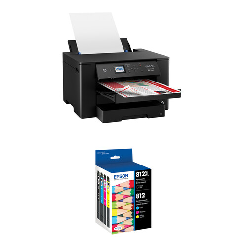 Epson Workforce Pro WF-7310 Wireless Printer with T812 Standard Capacity Color and High Capacity Black Ink Kit