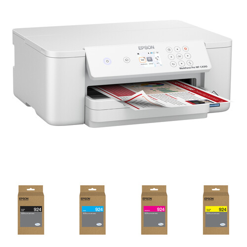 Epson WorkForce Pro WF-C4310 Wireless Color Printer with T924 Standard Capacity Ink Cartridges Kit