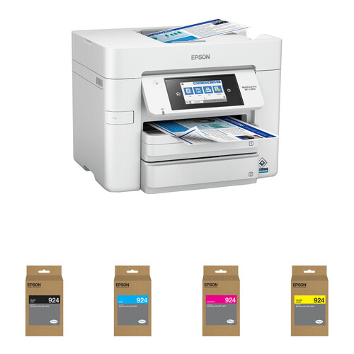 Epson WorkForce Pro WF-C4810 Multifunction Inkjet Color Printer with Four DURABrite Ultra T924 Standard Capacity Ink Cartridges Kit