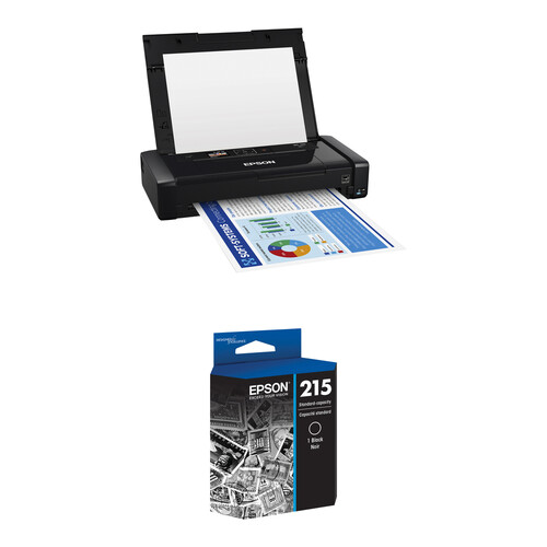 Epson WorkForce WF-110 Wireless Mobile Inkjet Printer with T215 DuraBrite Ultra Black Standard Capacity Ink Cartridge Kit