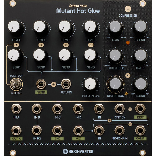 Erica Synths Hexinverter Mutant Hot Glue Analog Bus Mixer with Effects and Compressor Eurorack Module (24 HP)