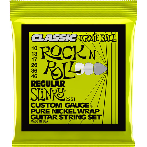 Ernie Ball Classic Rock N Roll Pure Nickel Wrap Regular Slinky Guitar Strings (.010 - .046)