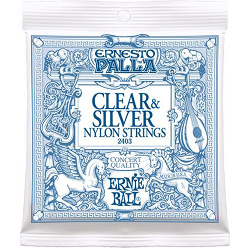 Ernie Ball Ernesto Palla Clear & Silver Nylon Classical Guitar Strings with Tie-On Ends (Medium Tension, 28 - 42)