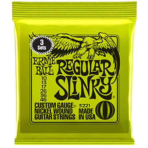 Ernie Ball Regular Slinky Nickel Wound Electric Guitar Strings (3-Pack, .010 - .046)
