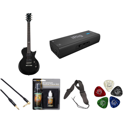 ESP LTD EC-10 Electric Guitar with Interface and Recording Starter Kit (Black)
