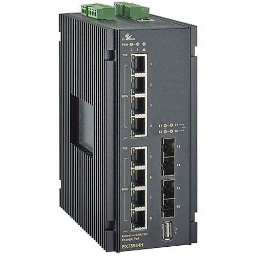 EtherWAN EX78924H-0VB 8-Port Gigabit PoE++ Compliant Managed Industrial Switch