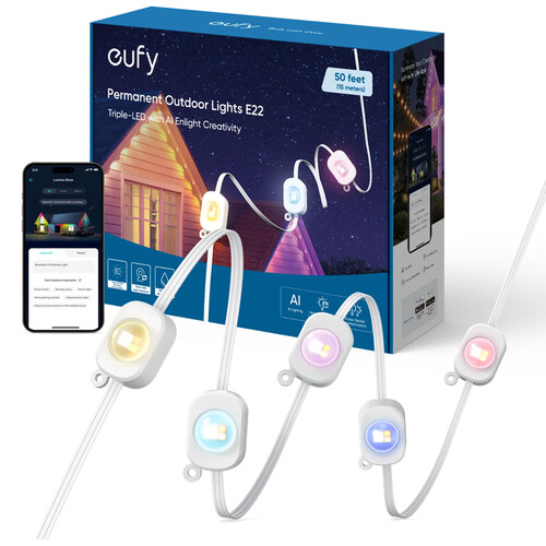 eufy Security E22 Permanent Outdoor Lights (50', White)
