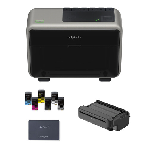 eufyMake E1 3D-Texture UV Printer with 6-Color Ink/Cleaning Cartridge Set and Roll-to-Film Attachment Kit