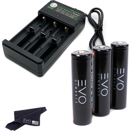 EVO Gimbals 18650 Li-Ion Battery 3-Pack with Charger