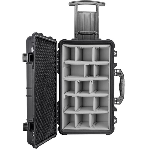 Eylar Carry-On Roller Gear Hard Case with Padded Divider Set (Black, 22")