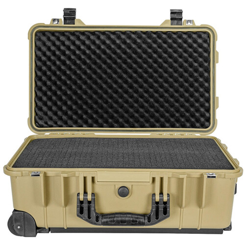 Eylar Carry-On Roller Gear Hard Case with 4-Layer Foam Set (Tan, 22")