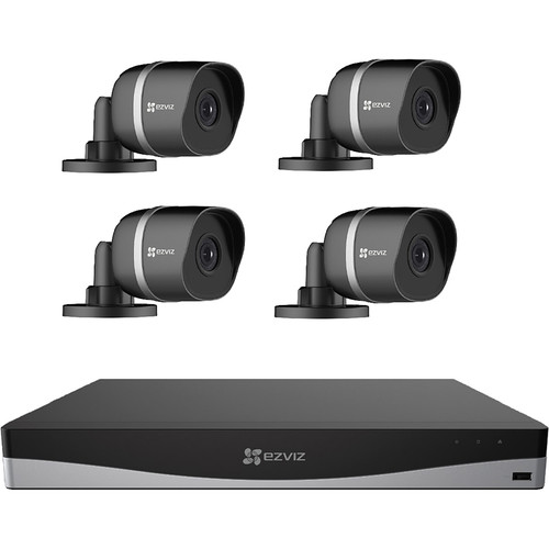 EZVIZ 8-Channel 4K UHD NVR with 2TB HDD & 4 4K Outdoor Night Vision Bullet Cameras