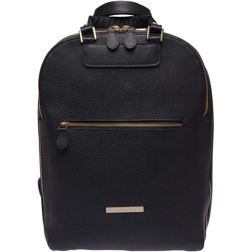 FEDERICO SERRANI Agatha Leather Photo and Laptop Backpack (Black and Gold)