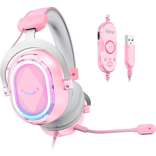 FIFINE AmpliGame H13 USB Gaming Headset (Pink)