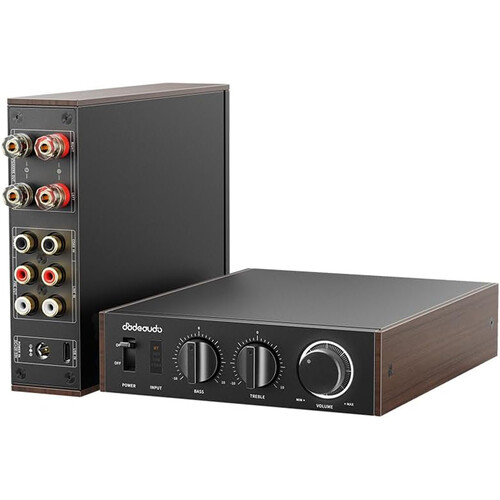 FiiO Level 1 2.1-Channel Compact Power Amplifier with Bluetooth 6.0 (Black with Walnut Sides)