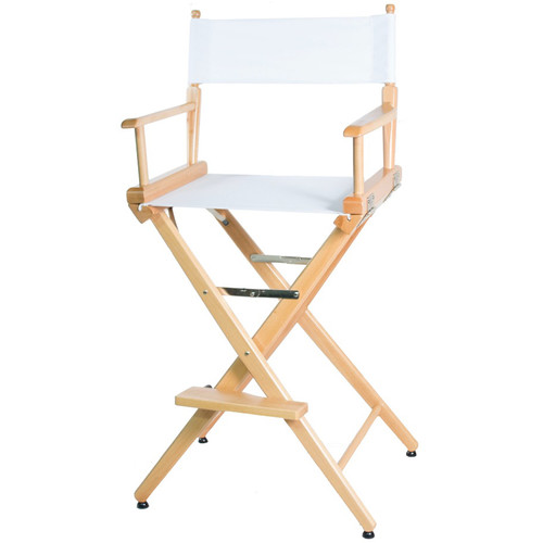 Filmcraft Pro Series Tall Director's Chair (30", Natural Frame, White Canvas)
