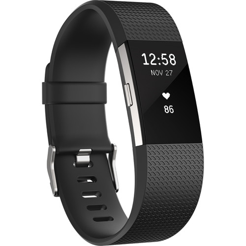 Fitbit Charge 2 Fitness Wristband (Large, Black) FB407SBKL B&H