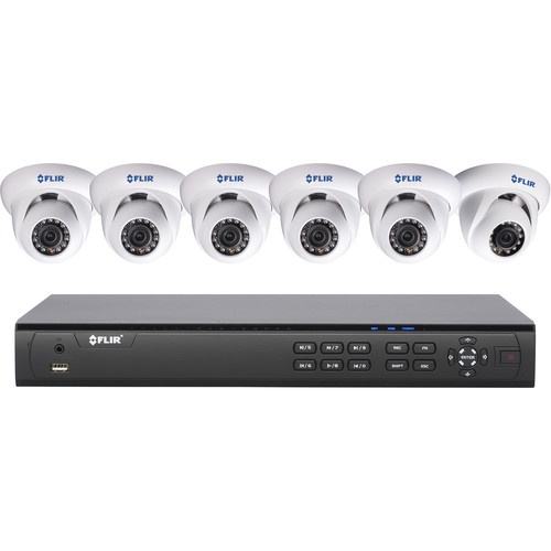 FLIR DNR300 Series 8-Channel NVR with 2TB HDD and 6 2.1MP IR Dome Cameras