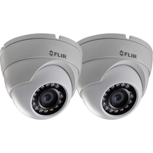 FLIR N133ED-2 2.1MP PoE Day/Night IR Fixed Outdoor Mini Dome IP Camera (2-Pack)