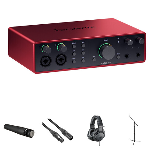 Focusrite Scarlett 16i16 USB-C Audio/MIDI Interface Guitar Recording Kit (4th Generation)