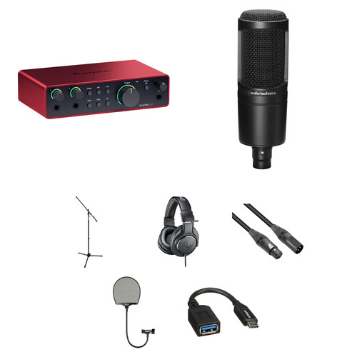Focusrite Scarlett 2i2 USB-C Audio Interface (4th Generation) Kit with Audio-Technica AT2020 Mic