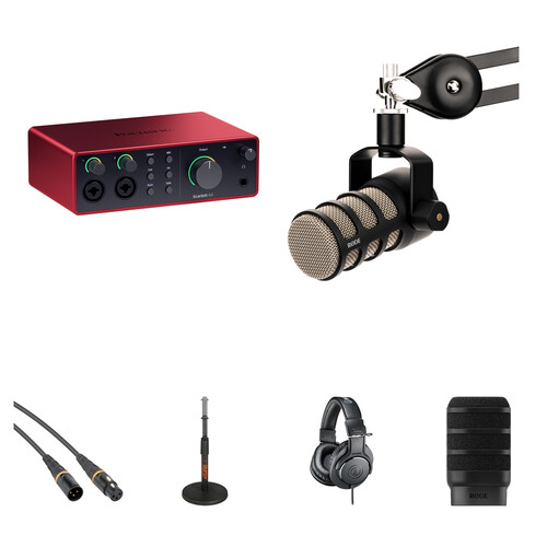 Focusrite Scarlett 4i4 USB-C Audio/MIDI Interface Single-Person Podcasting Kit (4th Generation)