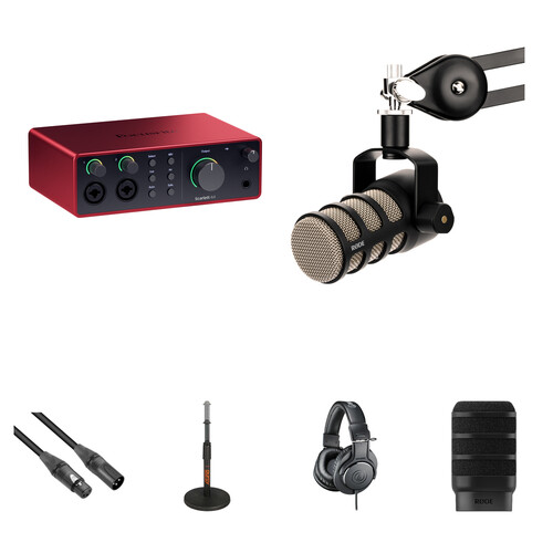 Focusrite Scarlett 4i4 USB-C Audio/MIDI Interface Single-Person Podcasting Kit (4th Generation)