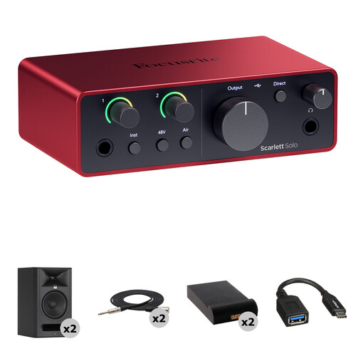 Focusrite Scarlett Solo USB-C Audio Interface (4th Generation) Kit with JBL 305P MkII Speakers