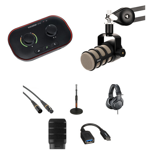 Focusrite Vocaster One USB-C Audio Interface with One-Person Podcasting Kit