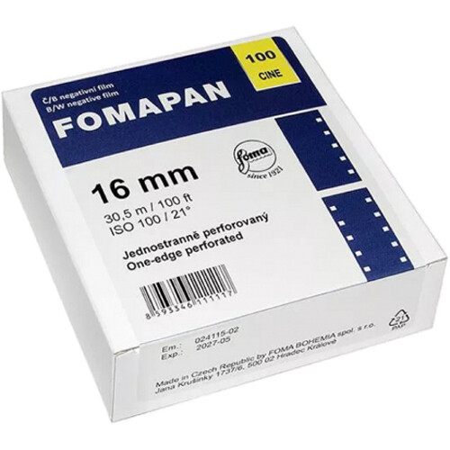 Foma Fomapan Cine 100 Black-and-White Negative Film (16mm, 100' Roll, Single Perf)