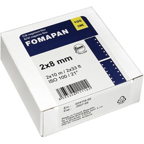 Foma Fomapan Cine 100 Black-and-White Negative Film (Double Standard 8mm, 32.8' Roll)