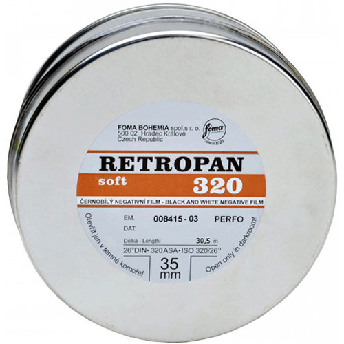 Foma RETROPAN 320 soft Black and White Negative Film (35mm Roll Film, 100' Roll)