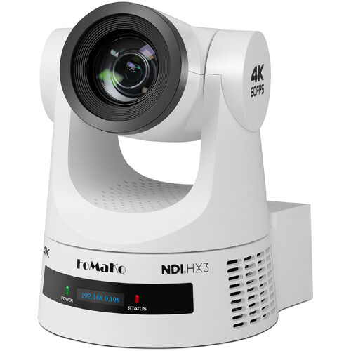 FoMaKo K600NW PTZ AI Auto-Tracking 4K NDI/SDI/HDMI/USB Camera with 20x Optical Zoom (White)