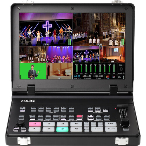 FoMaKo M5 4K HDMI Video Live Streaming Switcher with 10.1" LCD Monitor