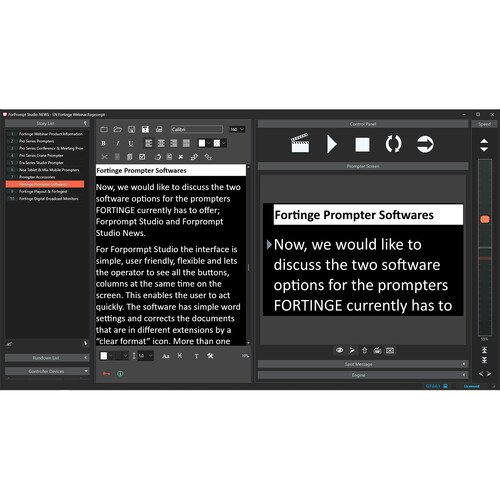 Fortinge ForPrompt Studio News Teleprompter Software (Download Version)