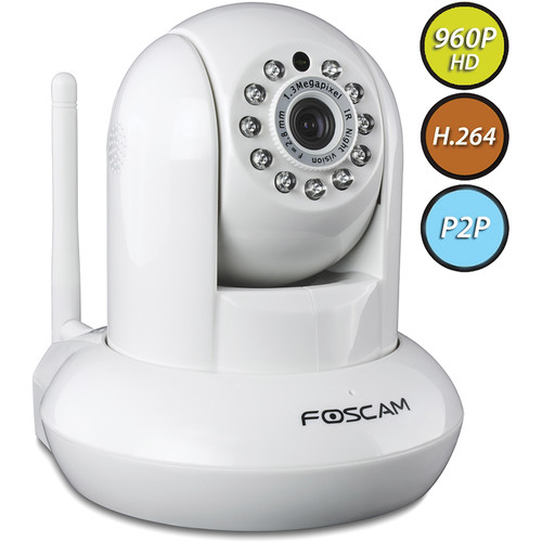 Foscam FI9831P Indoor HD Pan/Tilt Wireless IP Camera with 2.8mm Lens (White)