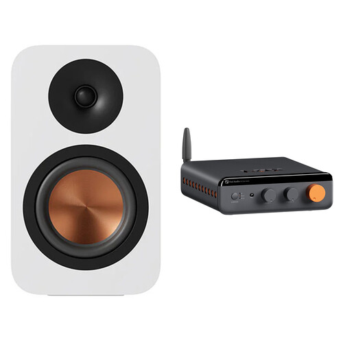 Fosi Audio SP601 2-Way Bookshelf Speakers with BT20A MAX Bluetooth Power Amp Kit (White)