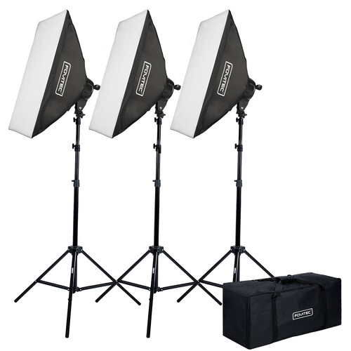 Fovitec Deluxe 3-Light Fluorescent Lighting Kit with Bag